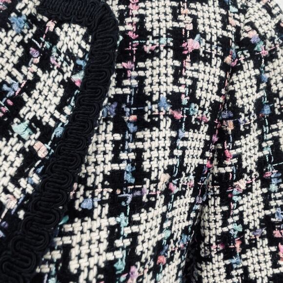 Giancarlo Ferrari Vtg Navy Blue White Plaid Tweed Edged Lined Blazer Jacket 8 - Picture 6 of 16